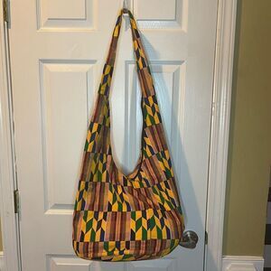 Colorful Kente extra large fabric bucket style shoulder crossbody bag
